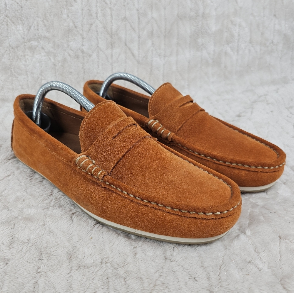 Allen Edmonds Orange Suede Penny Loafers
